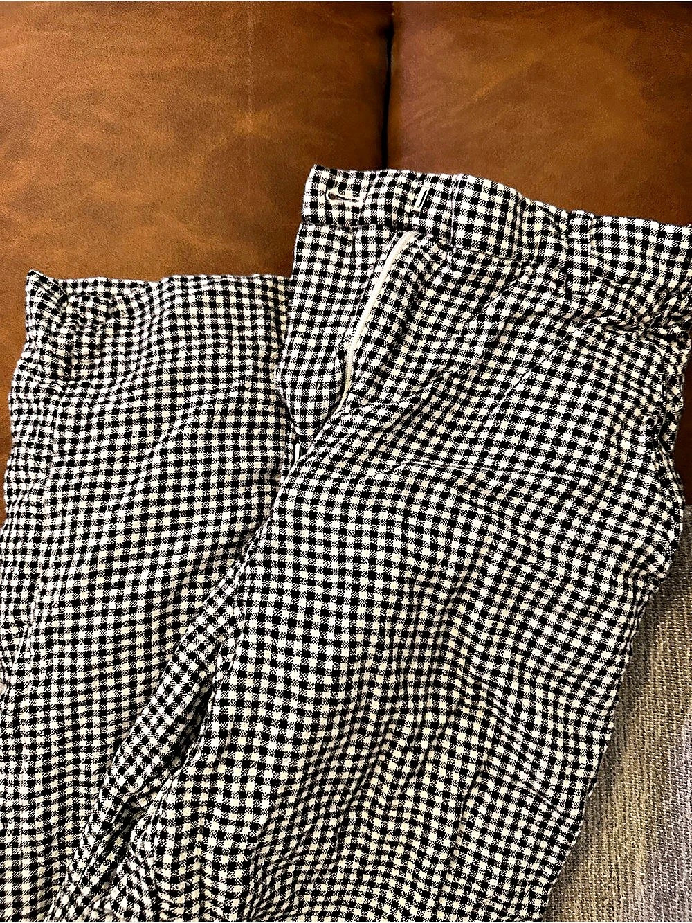 Abercrombie & Fitch Women's Gingham High Waist Linen Blend Trousers Waist 26